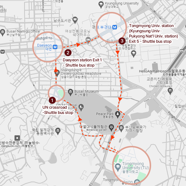 Tongmyong shuttle bus route guide